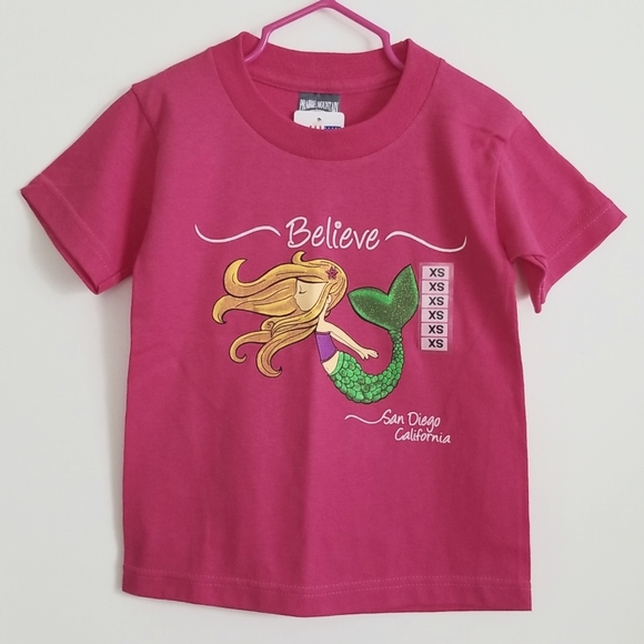 2/$20 Fuchsia Pink Mermaid Shirt San Diego California Print Girls Size 2/4 - Picture 1 of 6